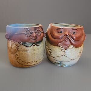 Vintage Gempo Japan Old Lady Mugs Old Man